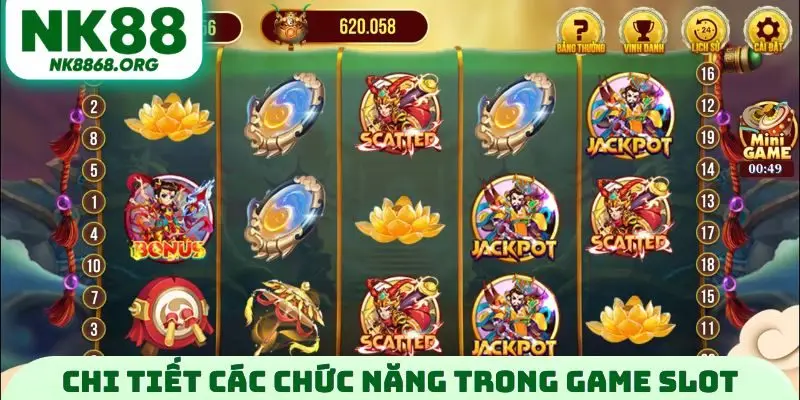 Chi tiết các chức năng trong game slot