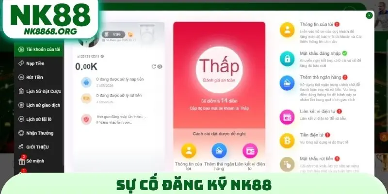 Sự cố đăng ký NK88